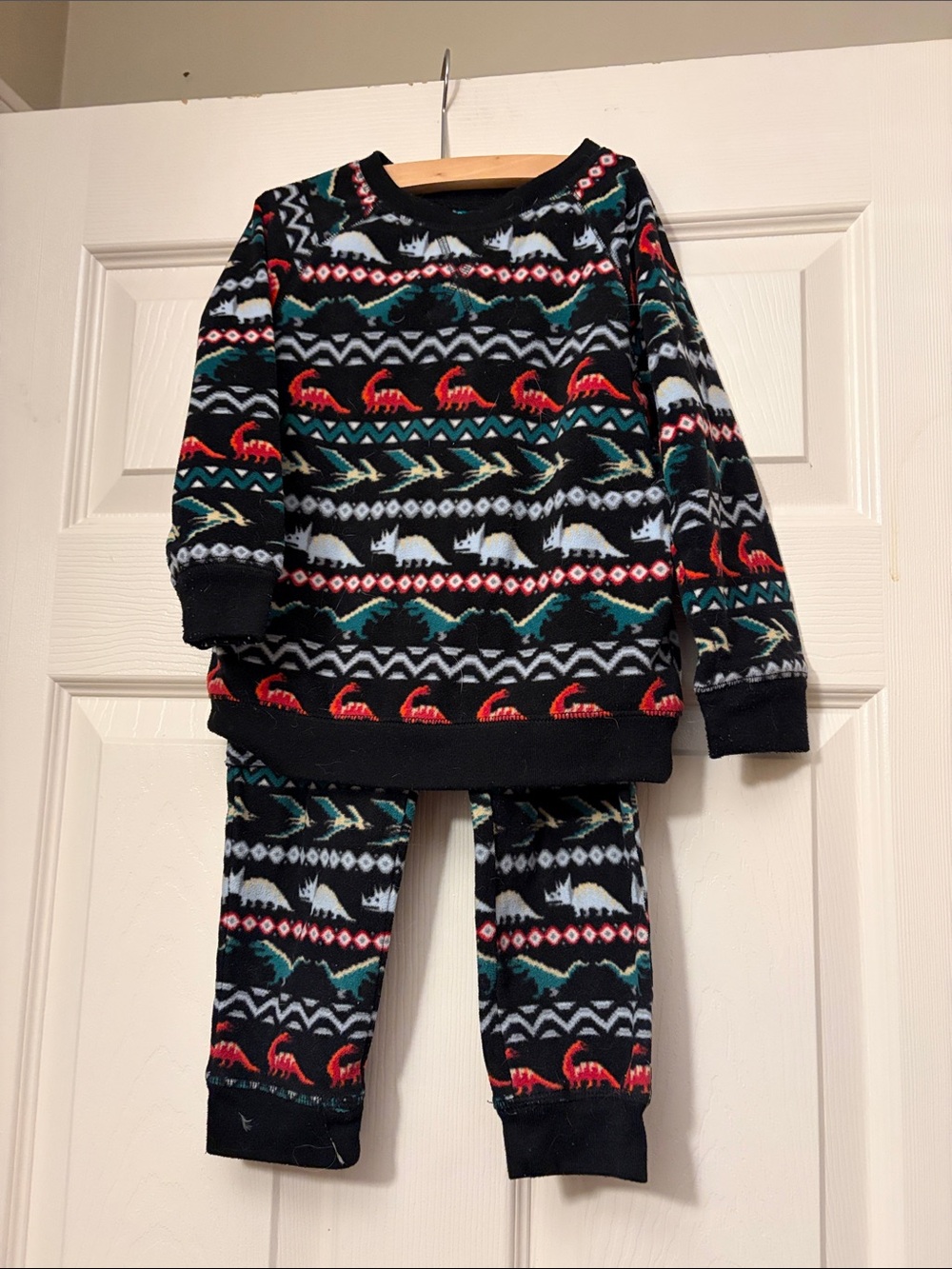 Garanimals Black Pajama Set with Red, Green and White Dino Pattern